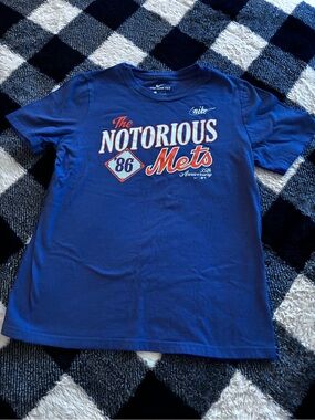 Nike Blue 'Notorious Mets' Graphic Tee with Red & White Accents